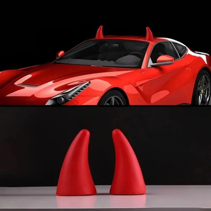 ملصقات سقف السيارة على شكل قرن الشيطان - ملصق خارجي للسيارة، ملحق ديكور ستيريو إبداعي لطيف #3