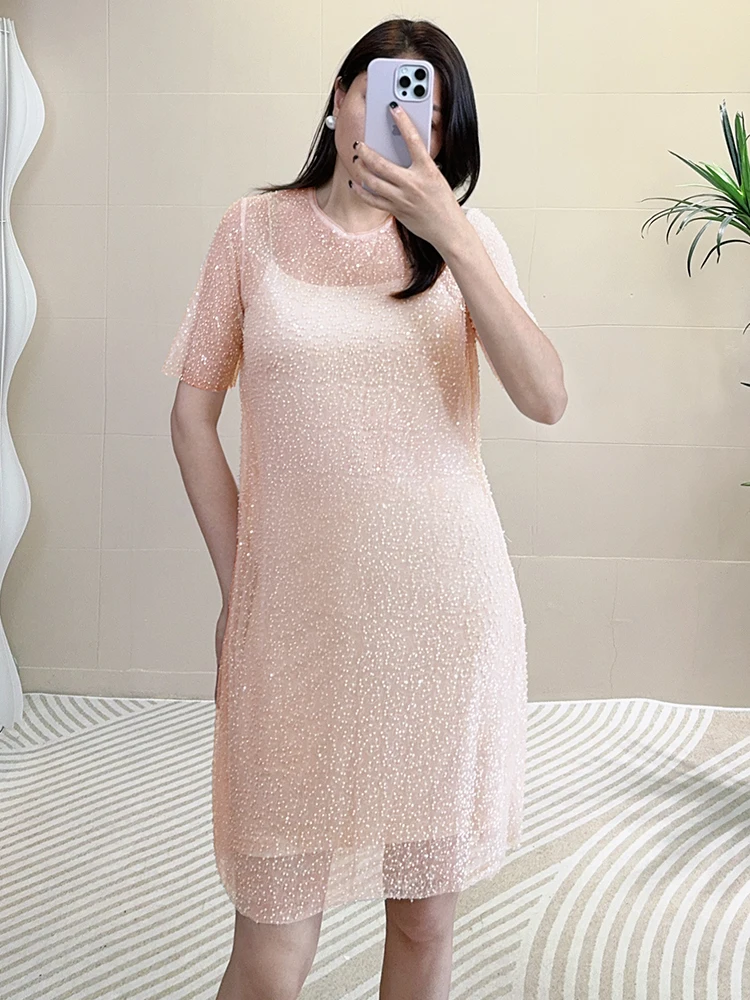 

Tangmi Home Lace Beaded Strap ort Sve H-Line Materni Summer Dr Luxury Sensation Straight Cut Belly Covering Dr