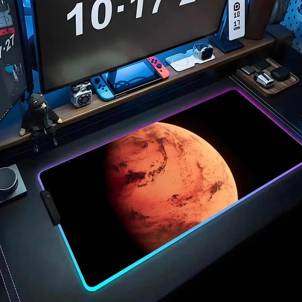 

Игровой коврик для мыши Mars RGB, большой светодиодный коврик для ПК, светящийся коврик для мыши, большой коврик для клавиатуры, настольный коврик с подсветкой