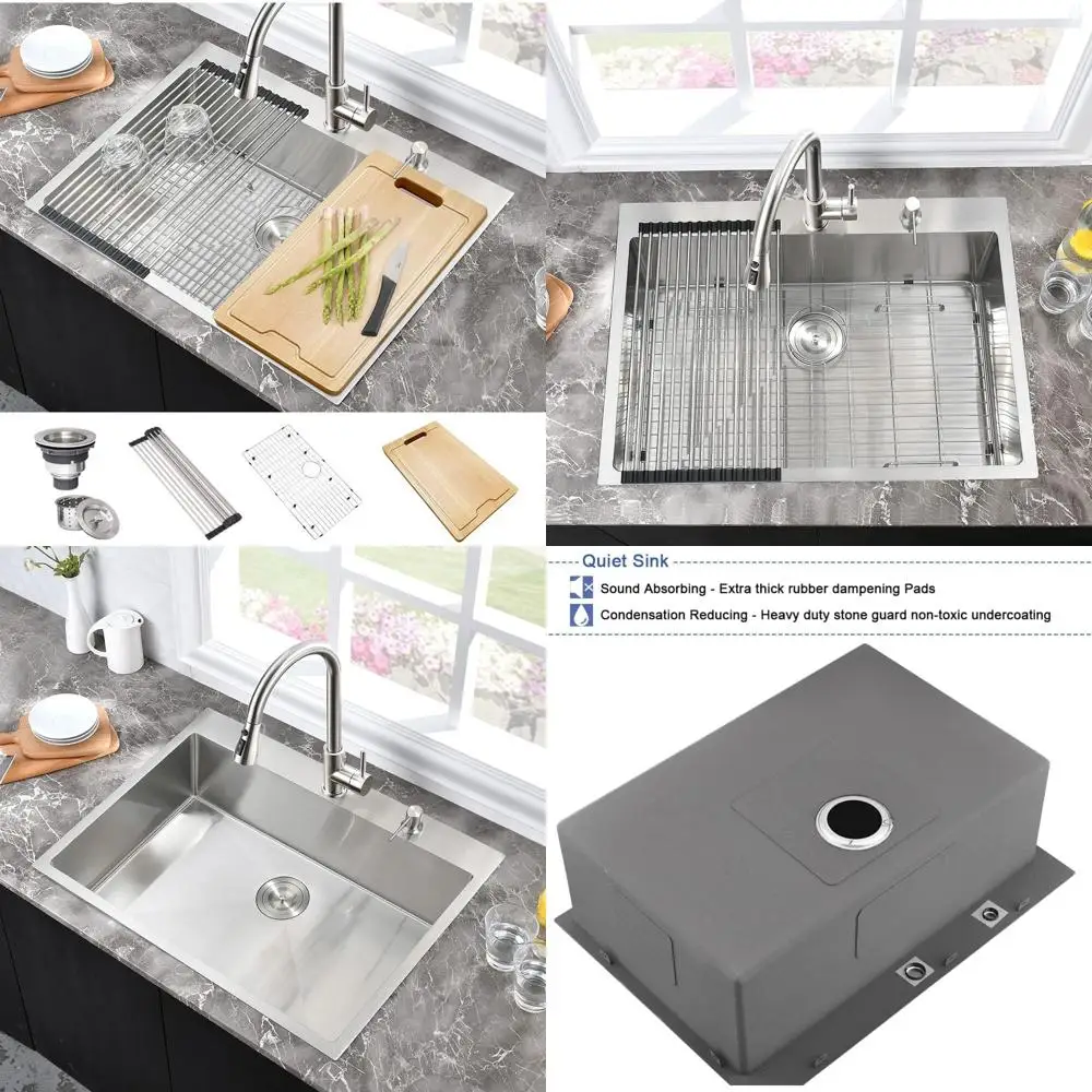 

Stainless Steel 31 Single Bowl Kitchen Sink - 16 Gauge, 31x20 Inch Drop-In Topmount Design