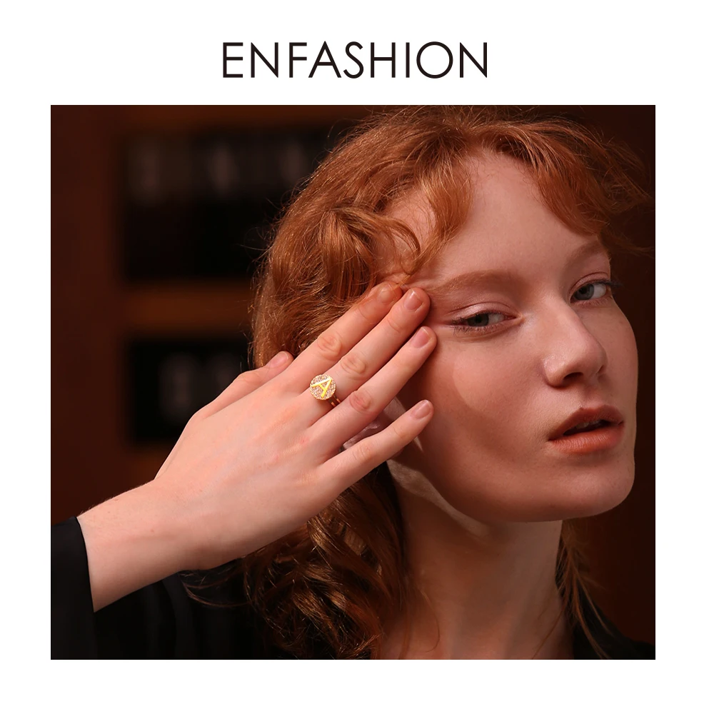 

Женское кольцо с буквой Enfashion, кольцо с перфорацией, из нержавеющей стали золотого цвета, модные ювелирные украшения 188007