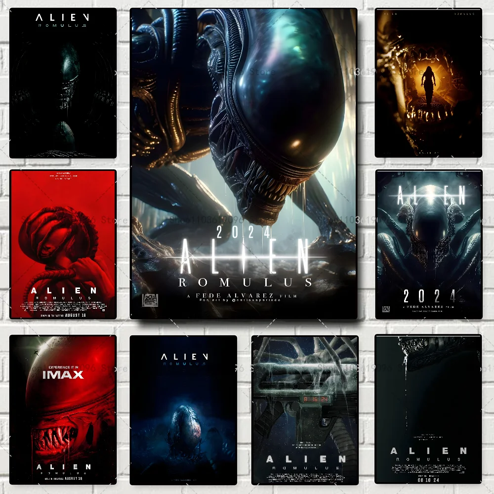 

Moive Alien Romulus Poster Self-adhesive Art Waterproof Paper Sticker Coffee House Bar Room Wall Decor