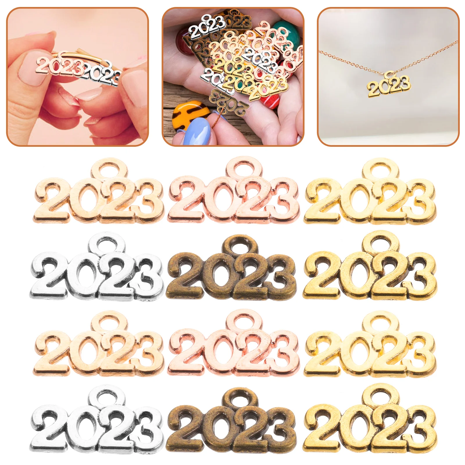 100 Pcs Jewelry Decorate 2023 Pendant DIY Keychain Making Accessories Number Charms for Craft Supplies