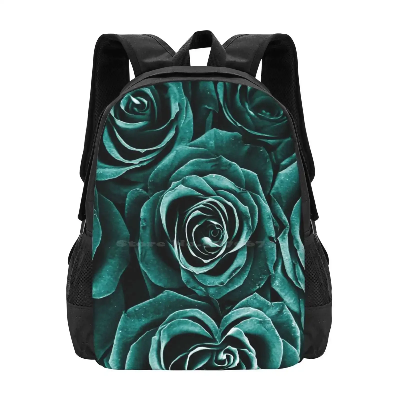 

Букет роз в бирюзовом школьном рюкзаке большой емкости, сумки для ноутбука, синий сад, абстрактный современный букет, современный кантри