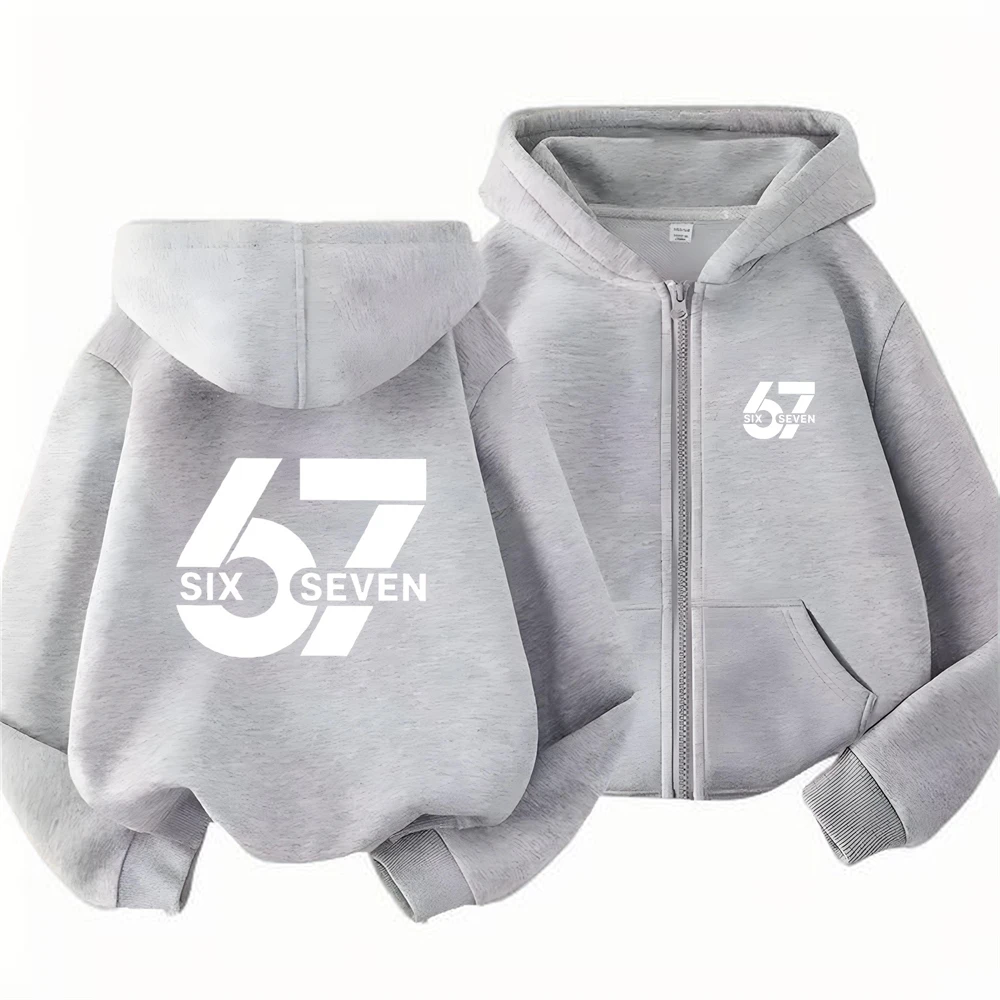 Children Zipper Hoodie Cardigan Tops 67 Print Girl Pink Boy Black Zip Up Coat Leisure Hoodies Kid 3-12 Year