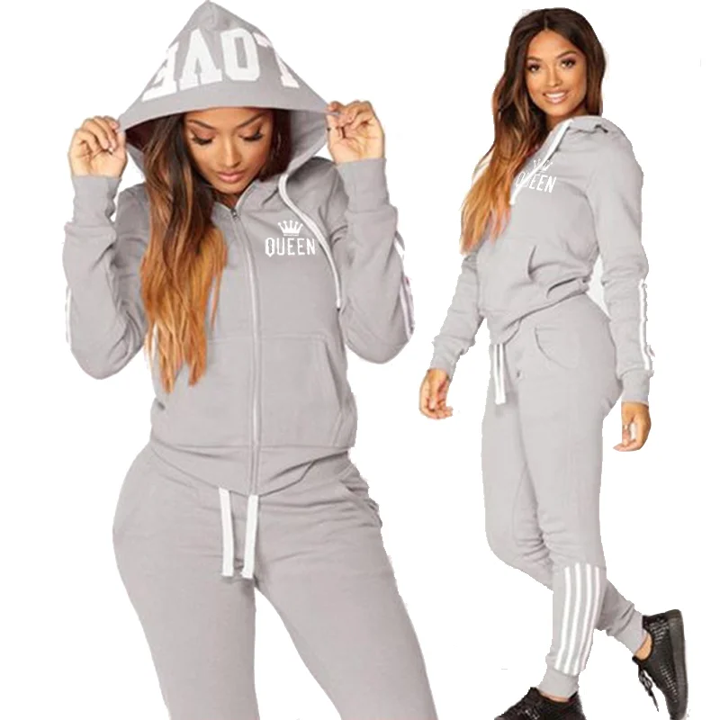 New Women's Letter Printed Casual Sportswear Set Full Zip Hoodie and Pants Streetwears Spring Autumn 2-Piece Jogging Suit