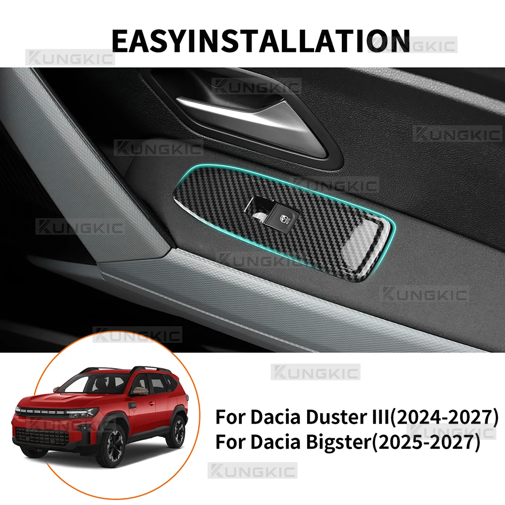 Car Window Lifting Panel Carbon Fiber Style For 2024 2025 2026 Dacia Duster 3 Dacia Bigster 2025 2026 Interior Trim Sticker view 5