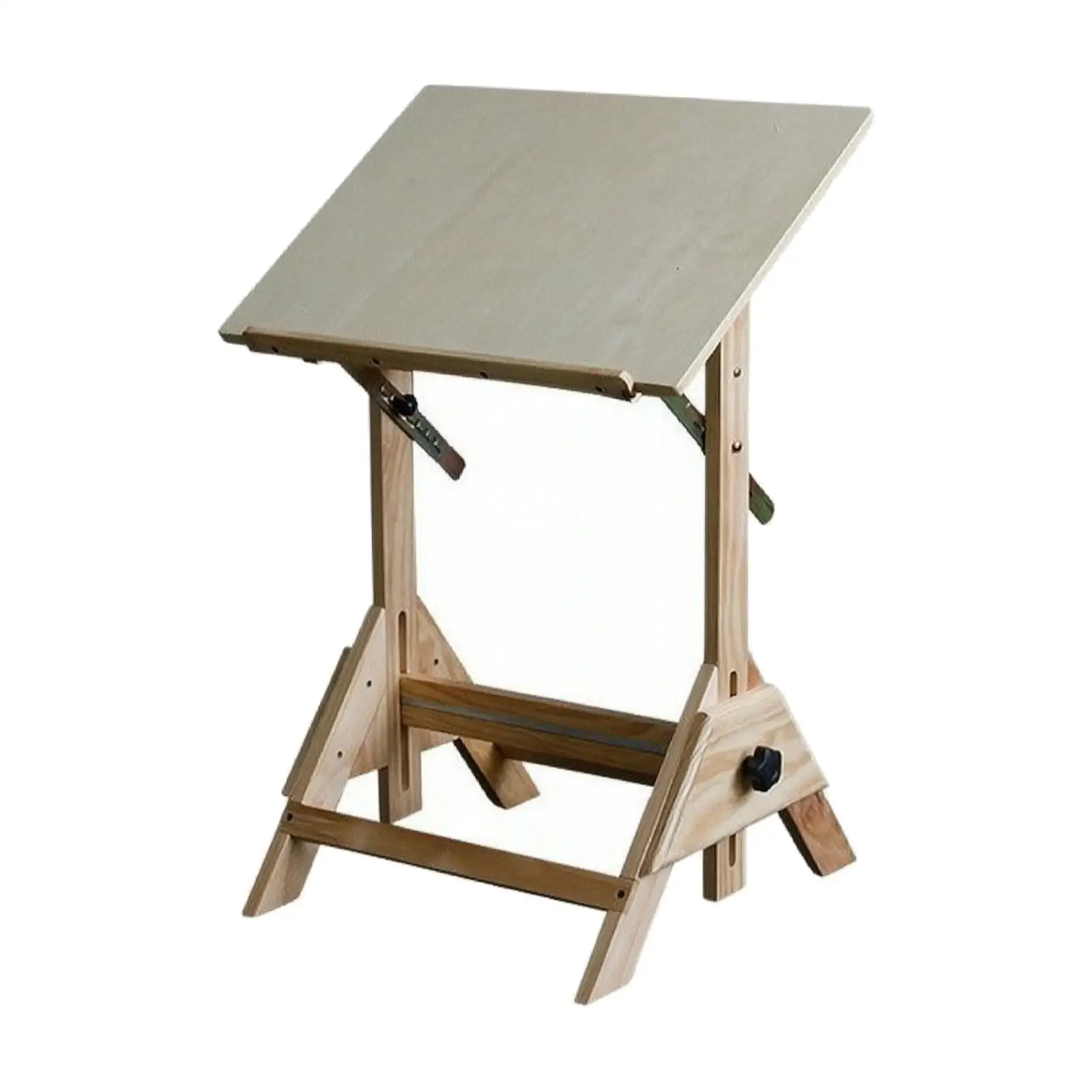 Adjustable Height Wood Craft Desk with Sturdy Legs and Front Guard for Studio Art Work Table