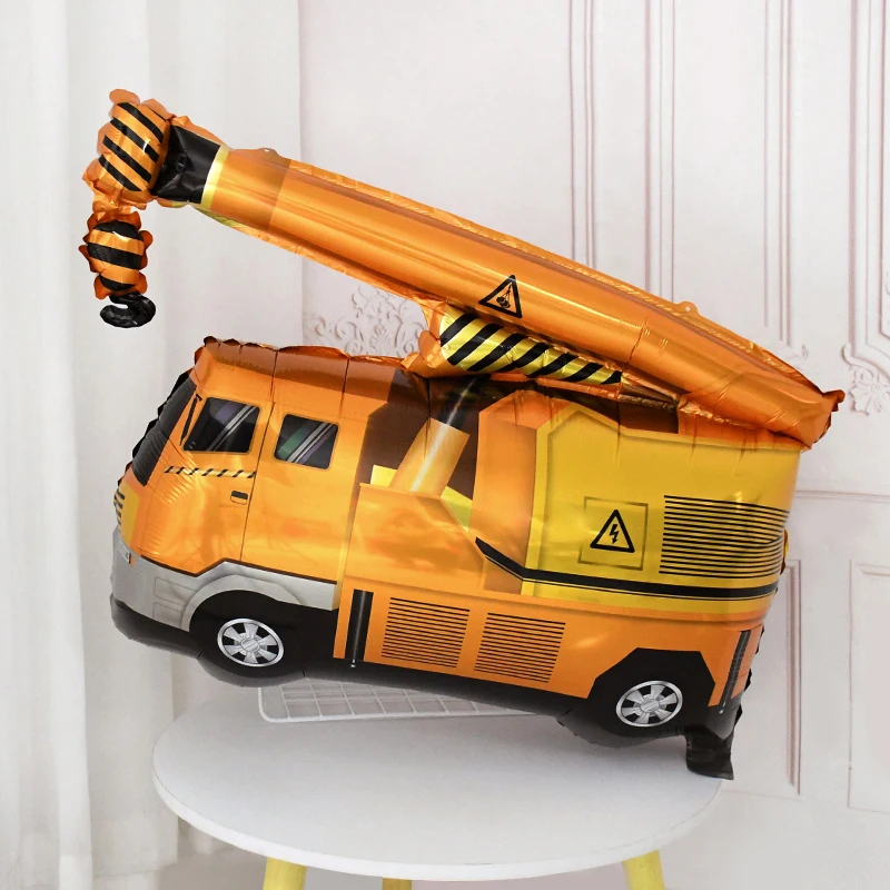 4D Construction Engineering Vehicle Truck Foil Balloons Boy Happy Birthday Baby Shower Helium Balloon Decoration