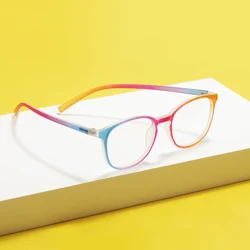 Colorful Transparent TR90 Soft Eyeglasses Women Plastic Full Rim Round Light Flexible Glasses Frame For Prescription Lenses