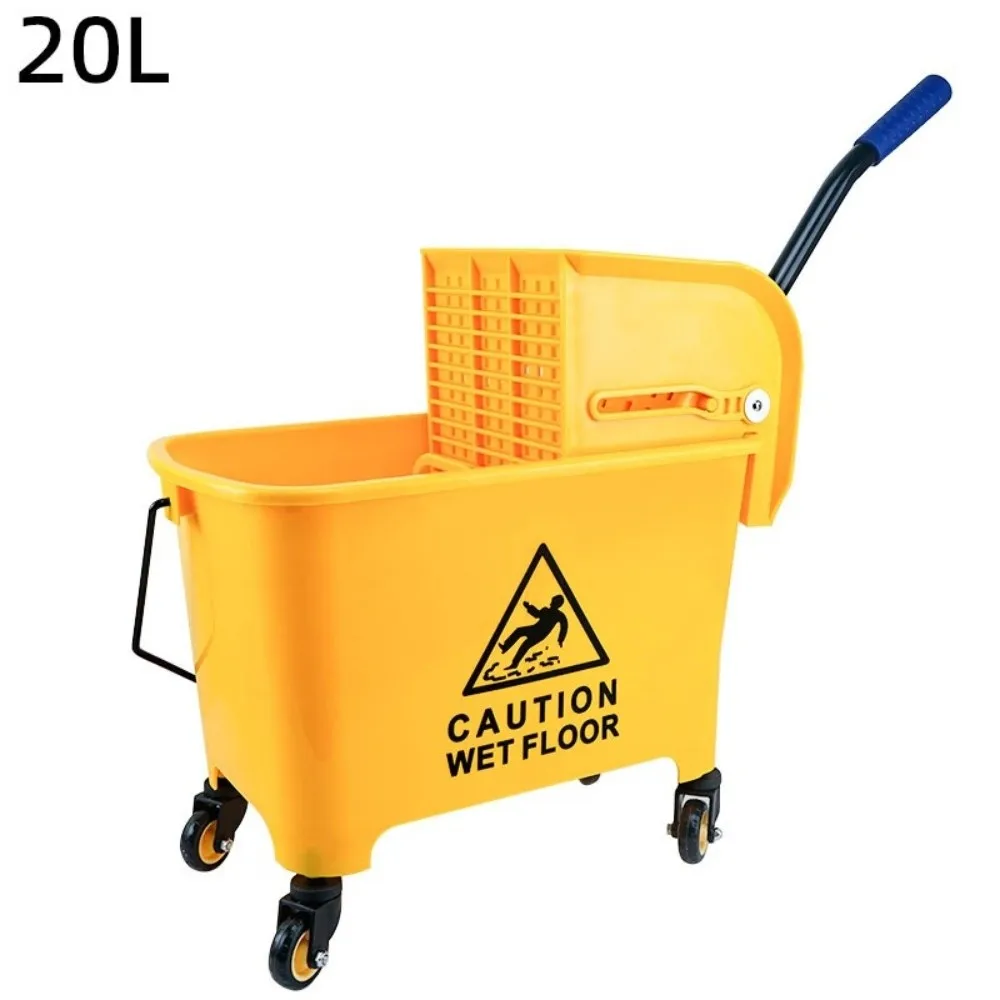 

Plastic Mop Bucket Thickened 20L Capacity Squeeze Bucket with Wheel Sturdy Construction Water Truck Washing Tool Commercial Use