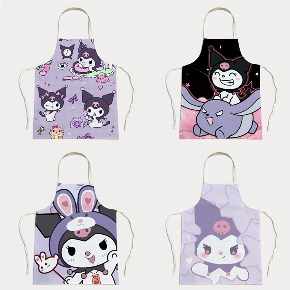

Cute Sanrio Kuromi apron, fun and fashionable kitchen clothes cartoon adult children apron kitchen anti-fouling cleaning tools