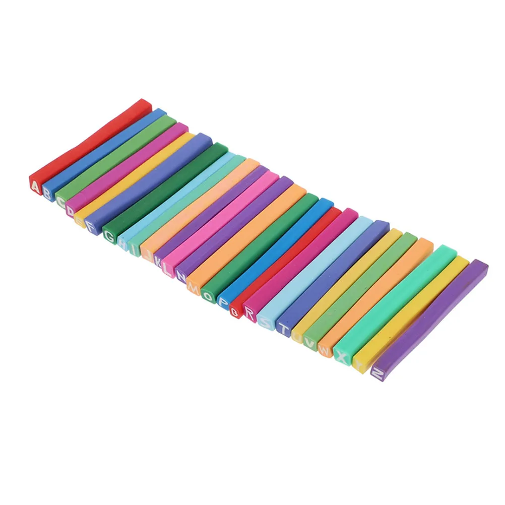 26Pcs Soft Polymer Clay Letters Decor for DIY Hair Accessories Jewelry Making Craft Stickers A-Z Bright Colorful Creative Design