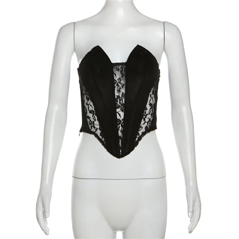 

2023 Autumn Fashion Trend Women's New One Shoulder Slim Fit Lace Open Navel Inner Layup Tank Top
