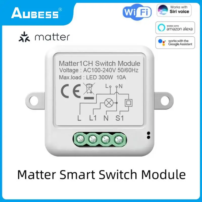 WIFI Smart Switch Module Wireless Matter Protocol Breaker Smart Home Remote Control Relay Works With Siri Alexa Google Home