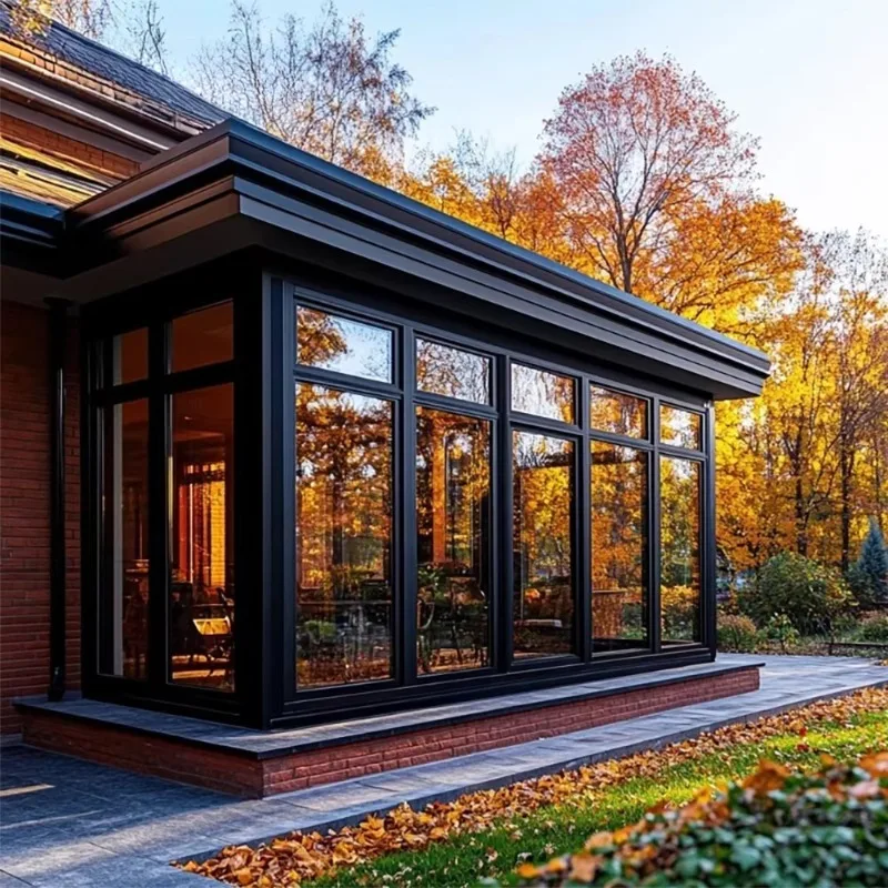 Sun House Aluminum Sunroom Glass Room Outdoor Conservatory Double Tempered Glass Sunroom for Villa Terrace Balcony