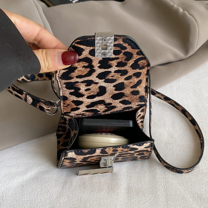 Mini Small Square Bag Fashion Travel Phone Purse Leopard Women's Bag Designer Crossbody Bag With Short Handle Handbag Brand