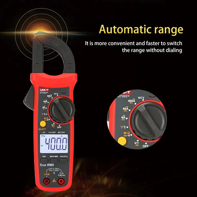 UNI-T UT202A+ UT204+ Digital AC DC Voltage Clamp Meter Multimeter True RMS 400-600A Auto Range Voltmeter Resistance Test