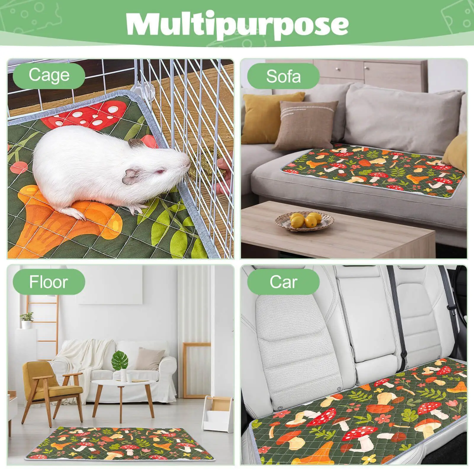 Chinchilla Cage Liner Absorbent Washable Training Pad Bedding Pads For Small Animal Habitat Bunny Hamster Hedgehog Chinchilla