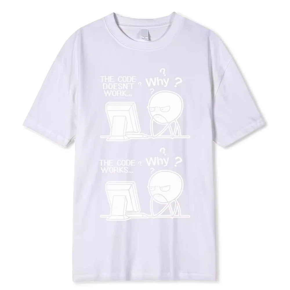Creative Funny Programmer Code Works Why Casual Print T-Shirt Camiseta Hombre Linux Operating System Fashion Streetwear for Men