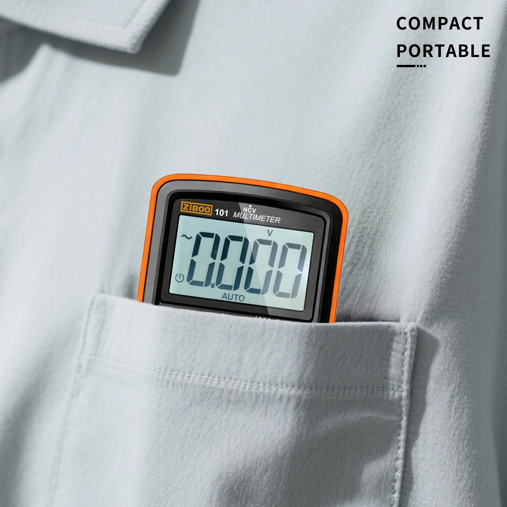 ZIBOO 101 TRMS 4000 Counts Auto-Ranging Pocket Voltmeter,Mini Digital Multimeter,Capacitance, Battery Test and LCD Backlight.