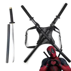 Deadpool Sword And Shoulder Strap Cosplay Prop Samurai Double Blade Silver Blade Deadpool Shoulder Strap Sword Kid Adult Toy