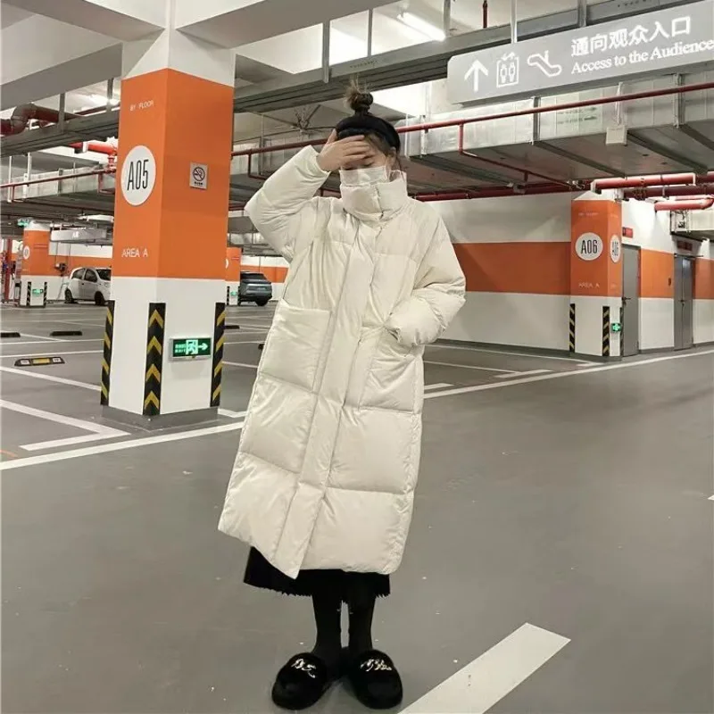 2023 New Women Down Jacket Winter Coat Female Mid Length Version Parkas Loose Thick Warm Outwear Fashion Simplicity Overcoat