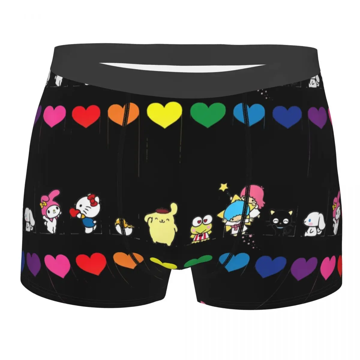 Man Hello Kitty And Friends Sanrio Rainbow Boxers Funny Gift Underwear Shorts Men's Boxer Shorts Quilt Underpants Cozy