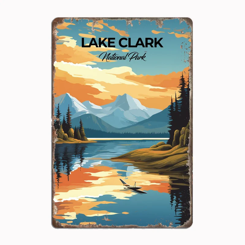 Lake Clark National Park Travel Scenic Spot Poster Metal Plaque Tin Sign Home Decor Room Decoration Kitchen Wall Decor