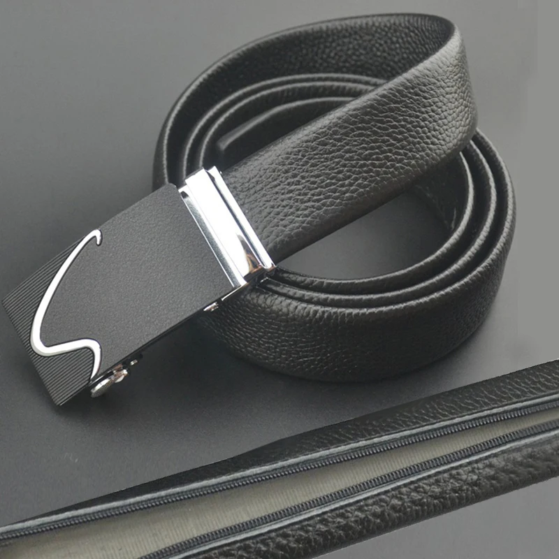 Genuine Leather Cash Anti Theft Belt Waist Bag Automatic Buckle Hidden Money Strap Belt Wallet Waist Pack Men Secret Hiding Belt