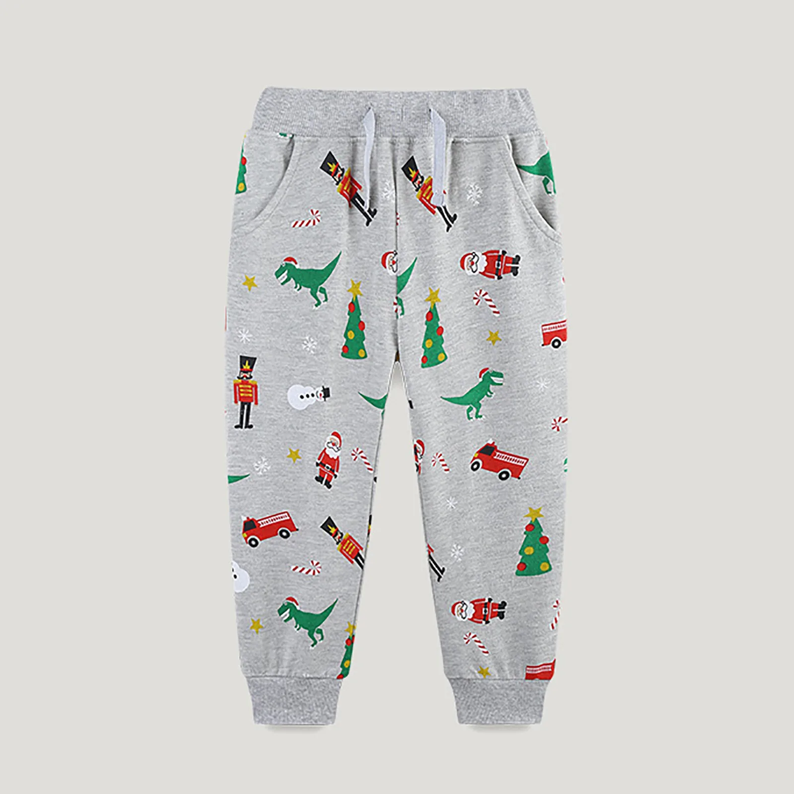 

Christmas 2-7Y Cartoon Print Dinosaurs Kids Boys Sweatpants Autumn Spring Baby Trousers Drawstring Children's Full Pants Kids