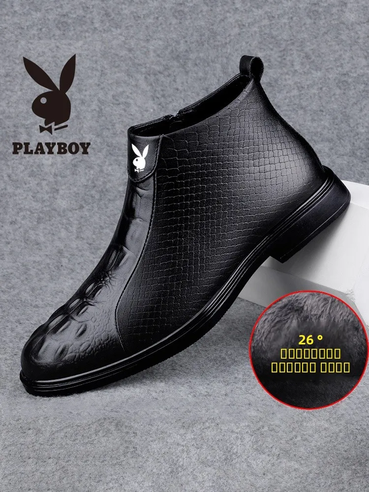 

Мужские ботинки с крокодиловым узором, высокие, повседневные, кожаные, челси, износостойкие, на низком каблуке, с резиновой подошвой