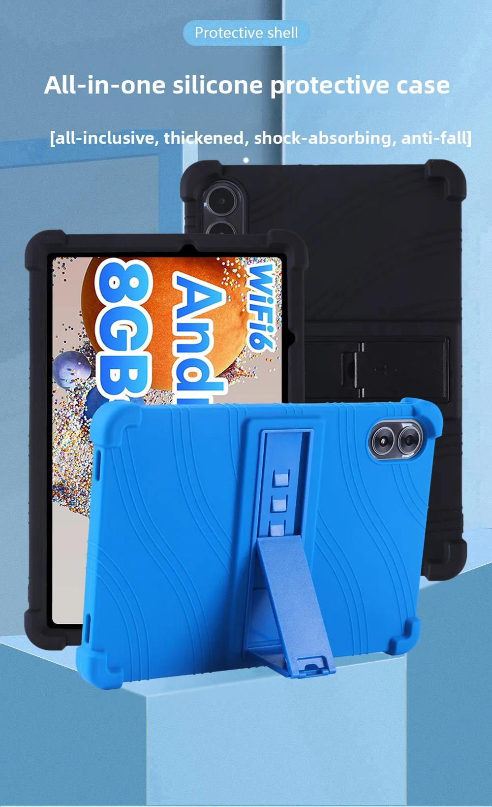 Stoßfeste TPU-Hülle für UMIDIGI G1/G2 10.1, Vollständiger Schutz mit Ständer, in Mehreren Farben – Detail 1