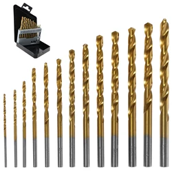 13PCS Twist Drill Bit with Titanium Nitride Coating Auger for Removing Broken Fasteners Screws Bolts Studs Left Hand Drill Bit
