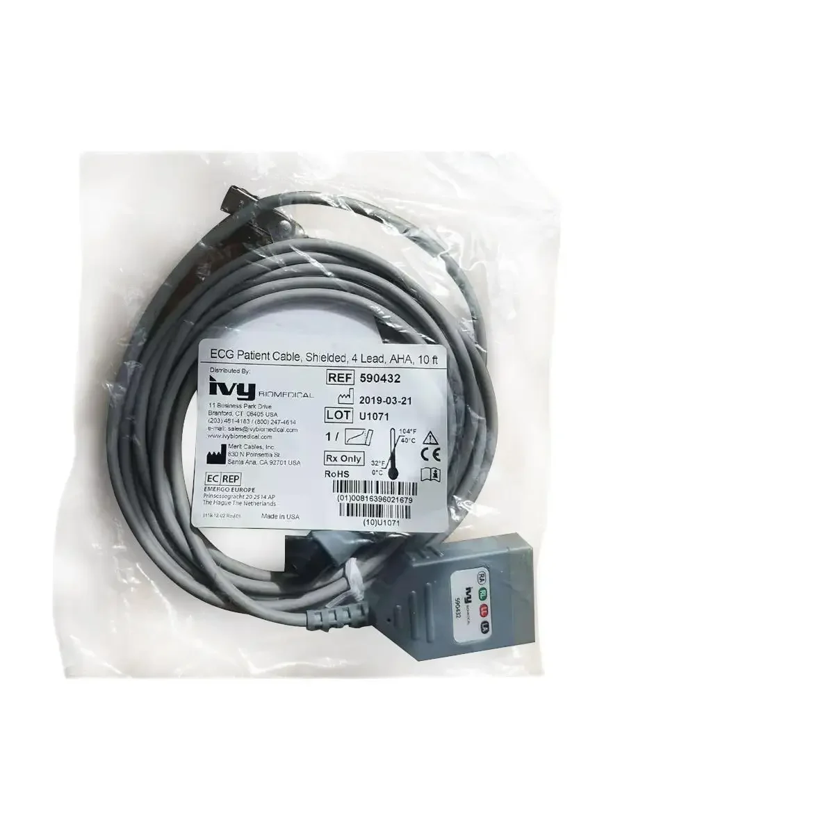 

Оригинальная проволока IVY leadwire, 4 кабеля 590444 590442 590318, арт. 590432 для ECG ECK machine