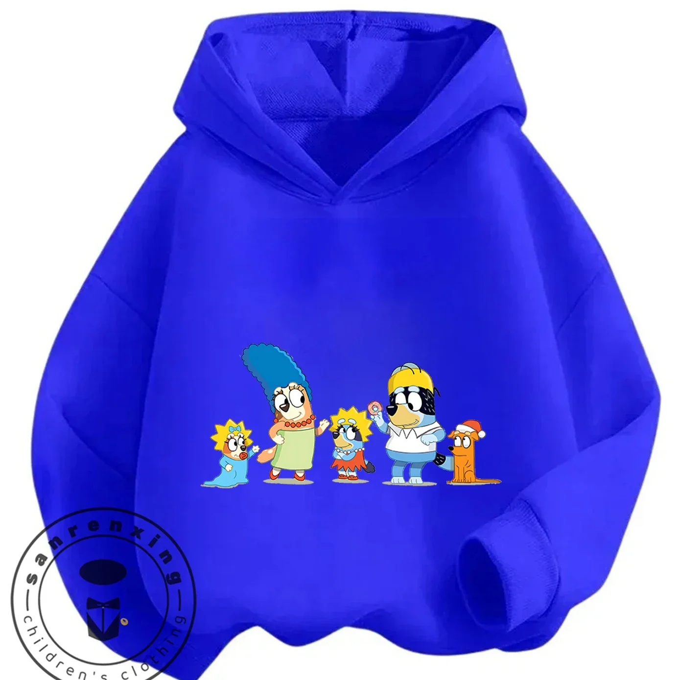 

Осенне-зимняя детская толстовка в уличном стиле Bluey Cute Kawaii для мальчиков и девочек, повседневная одежда для улицы, возраст 3-14 лет