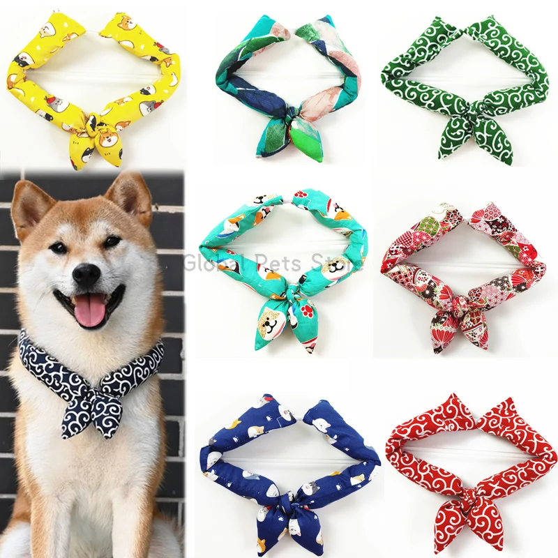 New Pet Ornament Cat Dog Collar Japanese Bowknot Dog Neckerchief Shiba Inu Kimono Accessorie for Cat Dog Photography Pet Bow Tie