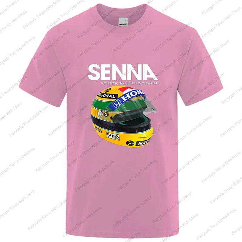 T-Shirt estiva da uomo in cotone Ayrton Senna Helmet Tee Tops abbigliamento 1 Race Car Man girocollo manica corta popolare T-Shirt per bambini/adulti