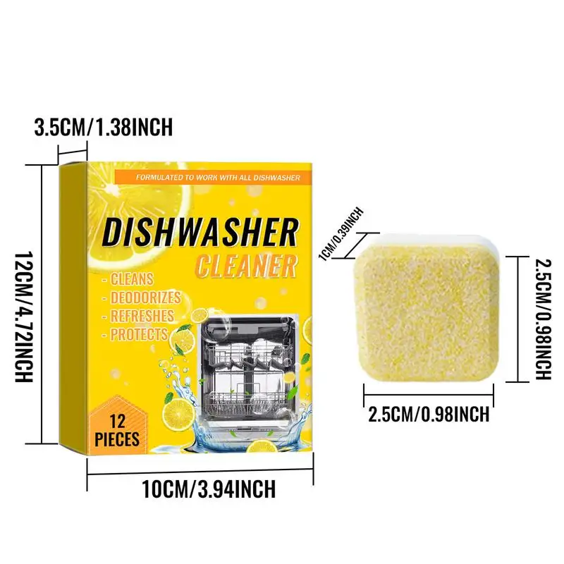 Dishwasher Cleaning Tablets Eco-Friendly Dish Washing Cleaning Tablets 12pcs Eco-Friendly Cleaning Tabs Odor Removal For Deep