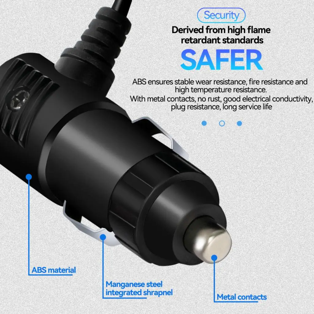 Car Charger Cigarette Lighter Adapter Splitter 2 Socket QC3.0 Fast Quick Charge Charging Cup Holder LED Voltmeter Display Switch