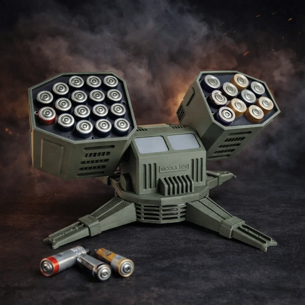 AA Type Battery Storage Box 360 Rotation AAA Type Desktop Ornament Mecha Style Creative Design Battery Case Office Decoration