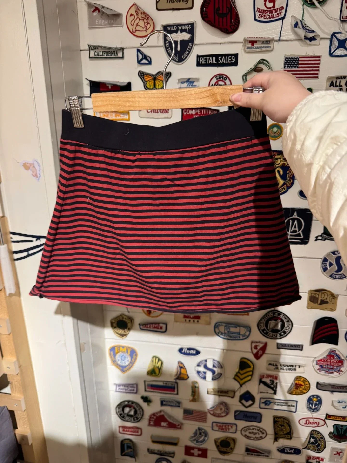 Striped Raw Hem Mini Skirts Woman Summer Patchwork Elastic Waist A-line Cotton Faldas Female Streetwear Short Skirt