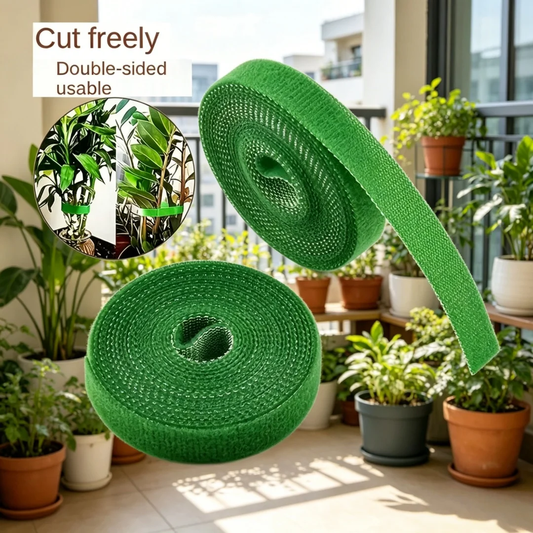 Gardener's Best Friend! Self Adhesive Nylon Plant Ties Reusable Green Bandage Tape Perfect for Securing Plants to Stakes Cages & Arbors - Detail 1