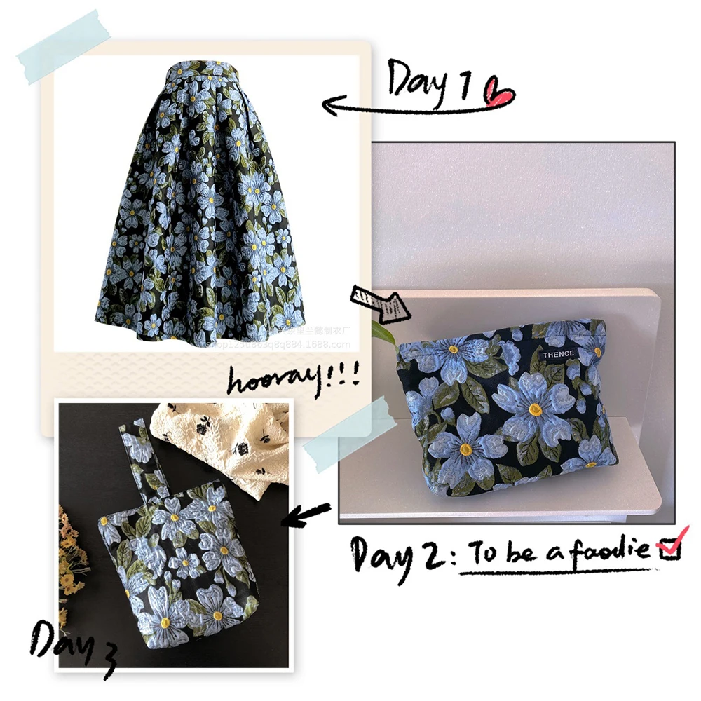 Bohemia Sewing Fabric Cloth Blue Embossed Three-Dimensional Plant Jacquard Cloth Dress Handbag Shoe Material Craft Fabrics