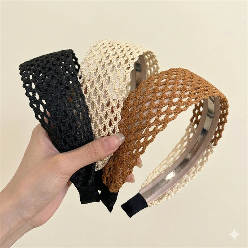 Headband Summer Knit - 1PC ボヘミアンスタイルワイドヘッドバンドヘッドラップ女性ファッション編組ボヘミアンヘアフープニットヘッドバンド休暇夏のヘアアクセサリー
