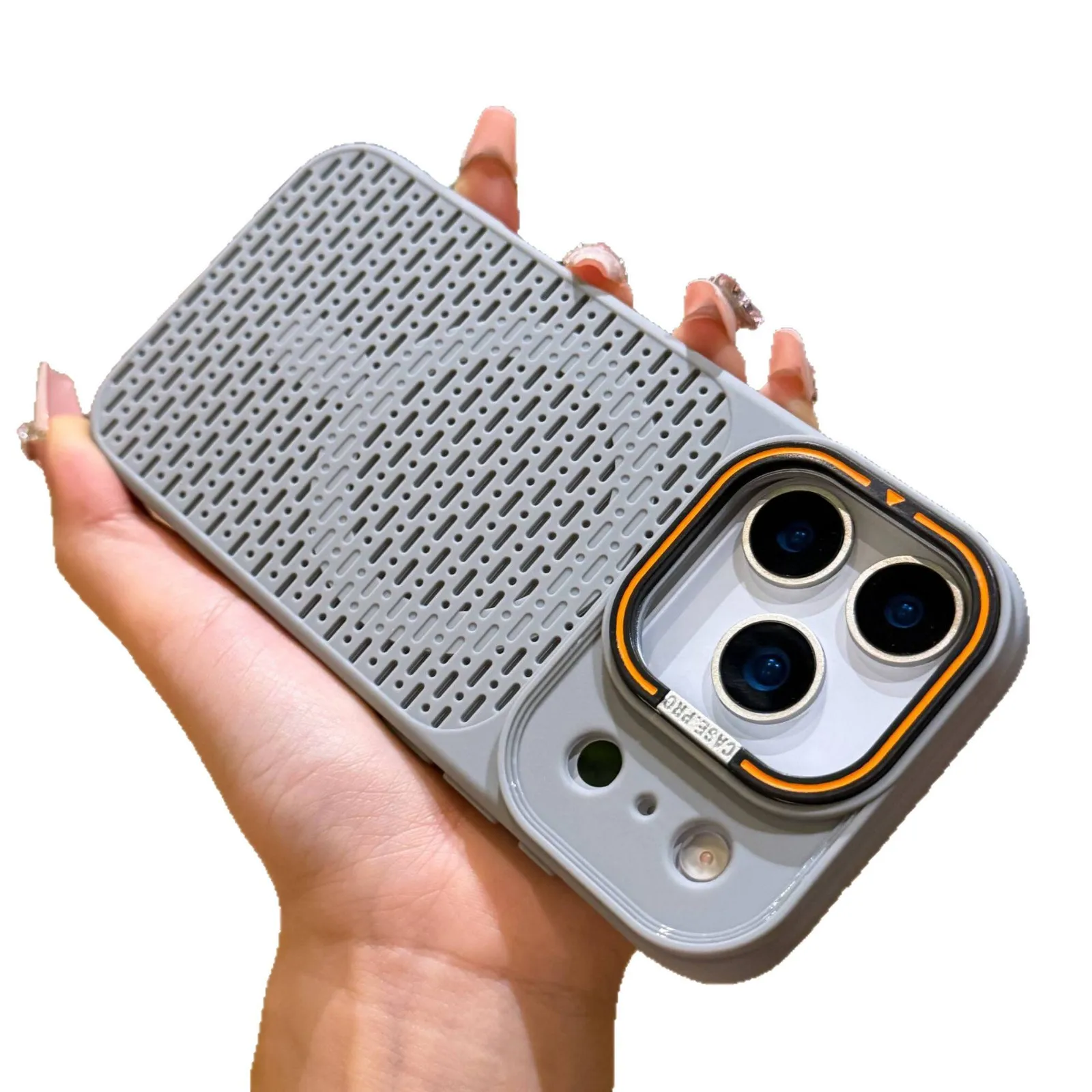 Capa de Celular com Suporte de Lente para Dissipação de Calor para iPhone 17 16 15 14 13 12 18 Pro Max, Capa Magnética Respirável com Resfriamento para Magsafe