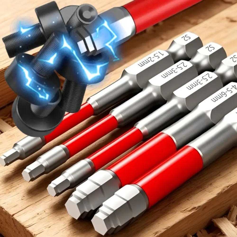 Alloy Steel Screwdriver Bit High Torque Impact Resistant Hex Bit Set 6.35mm Hex Shank HRC60 Hardness Power Tool Bit