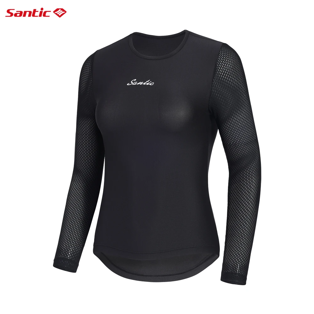 Santic Woman\'s Base Layer Long Sleeve Top Breathable Quick Dry Cycling Undershirt MTB Underwear Compression Bicycle Clothing