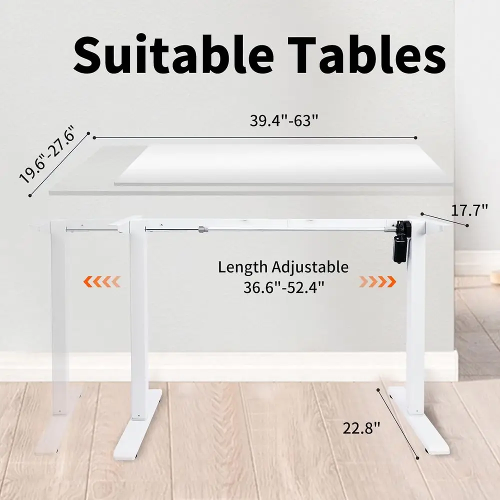 Ergonomic Electric Standing Desk with Memory Controller, Up to 47.2 Height, White