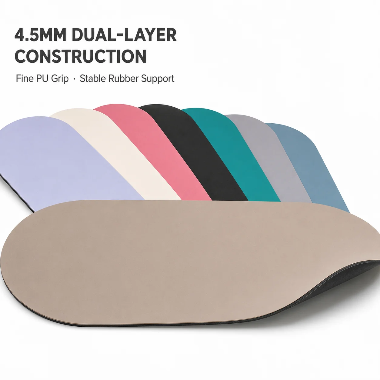 Nature Rubber Eco Friendly Exercise Mat 72x27 Inch 4.5mm Capsule Shape Rounded Ends High Traction Yoga Pilates Mat Custom Logo